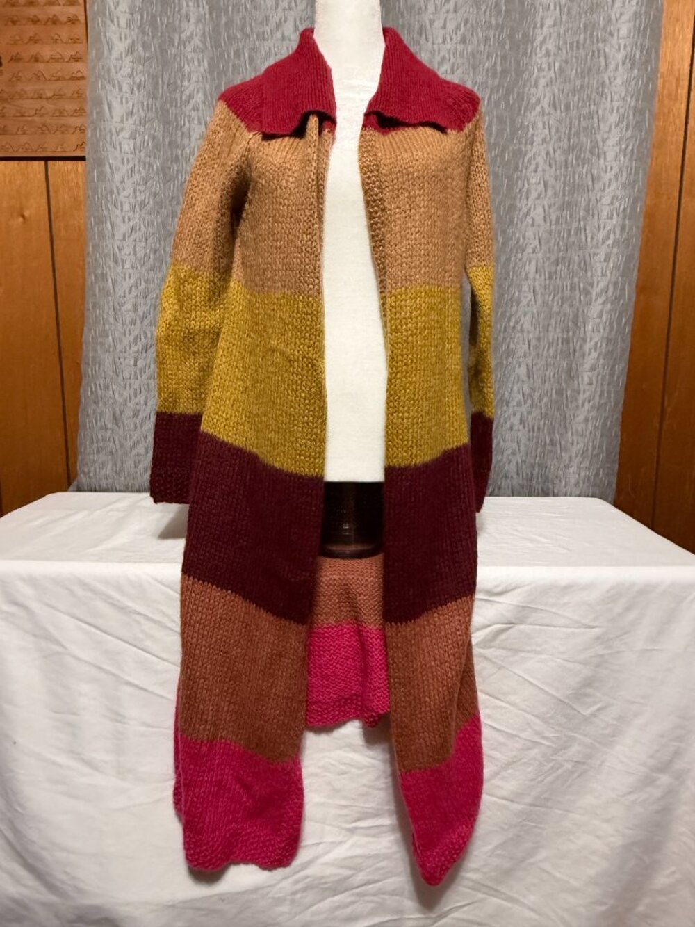 Free People Over The Rainbow Stripe Duster Cardigan Sweater Long Coat Maxi XS